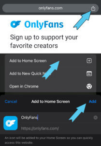 add onlyfans app to homescreen